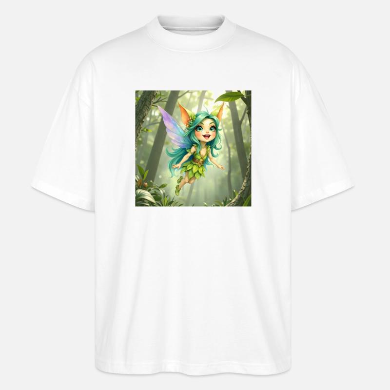 Fee des Smaragdwaldes - Stanley/Stella Oversized Unisex Bio T-Shirt Blaster 2.0 - Weiß