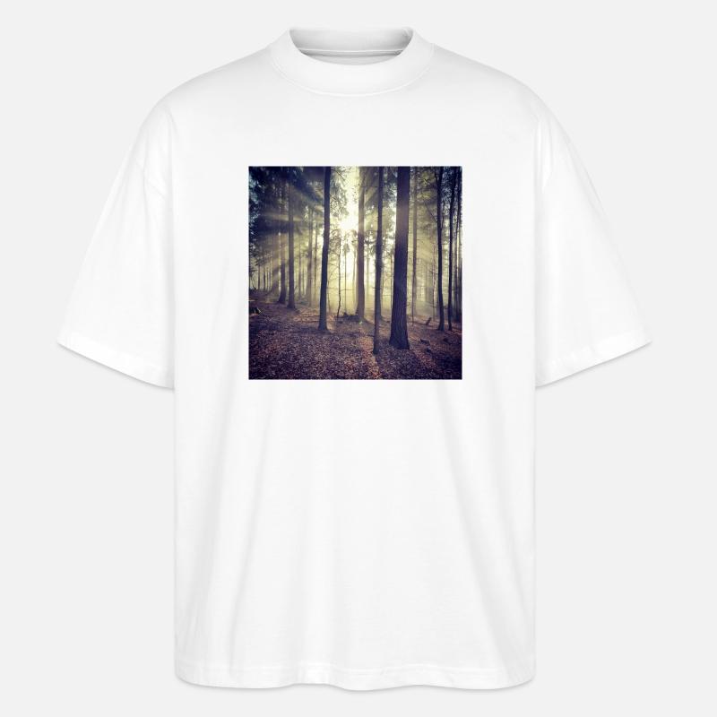 Sunbeams Forest Light - Stanley/Stella Oversized Unisex Organic T-shirt Blaster 2.0 - white