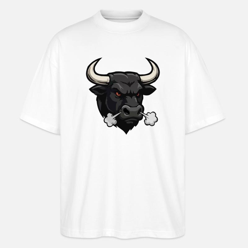 Dunkler Stier Rauchstoß - Stanley/Stella Oversized Unisex Bio T-Shirt Blaster 2.0 - Weiß