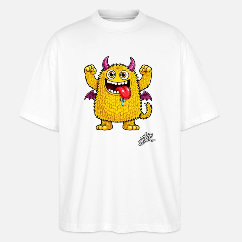 Monstre orange - T-shirt bio Blaster 2.0 coupe oversize Stanley/Stella Unisexe - blanc
