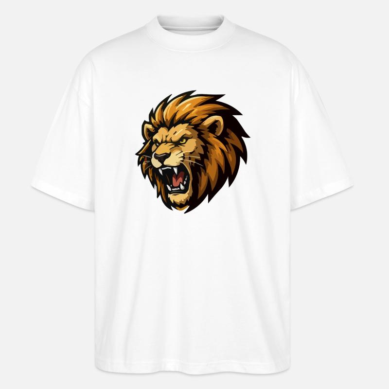 Löwe Cartoon - Stanley/Stella Oversized Unisex Bio T-Shirt Blaster 2.0 - Weiß