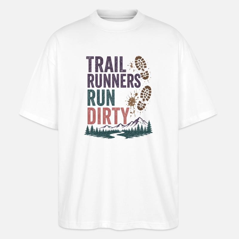 Trailrunner laufen schmutzig - Stanley/Stella Oversized Unisex Bio T-Shirt Blaster 2.0 - Weiß