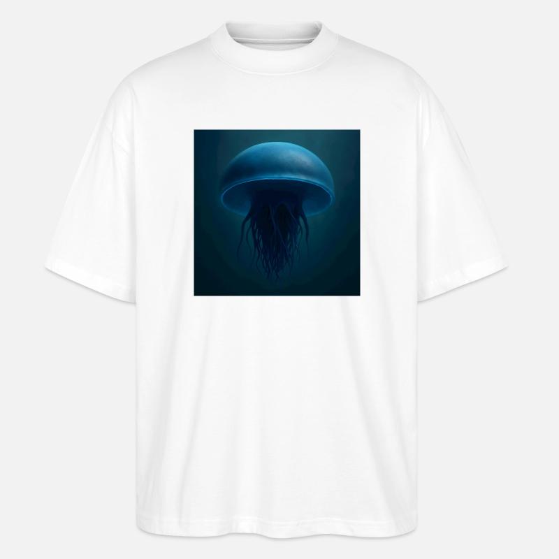 Méduse bleu minuit - T-shirt bio Blaster 2.0 coupe oversize Stanley/Stella Unisexe - blanc