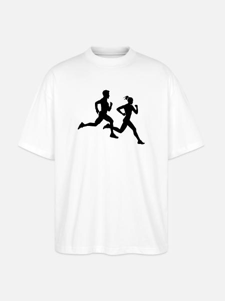 Duo de course – Équipe marathon - T-shirt bio Blaster 2.0 coupe oversize Stanley/Stella Unisexe - blanc