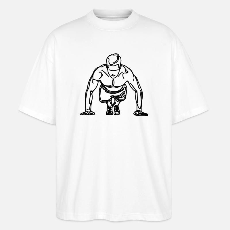 Bodybuilder Zeichnung - Stanley/Stella Oversized Unisex Bio T-Shirt Blaster 2.0 - Weiß