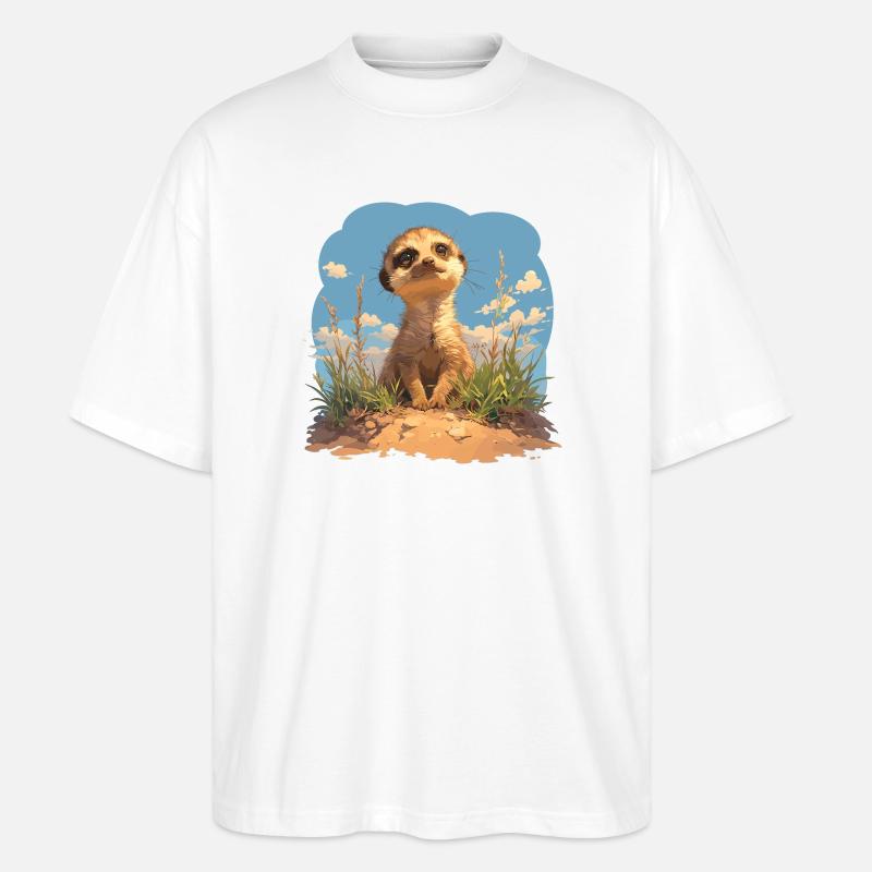 Meerkat Erdmännchen - Stanley/Stella Oversized Unisex Bio T-Shirt Blaster 2.0 - Weiß
