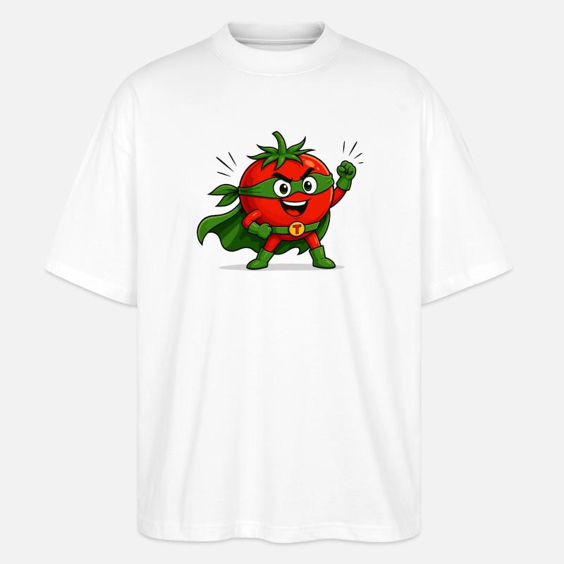 Tomate Superheld Comic Motiv - Stanley/Stella Oversized Unisex Bio T-Shirt Blaster 2.0 - Weiß