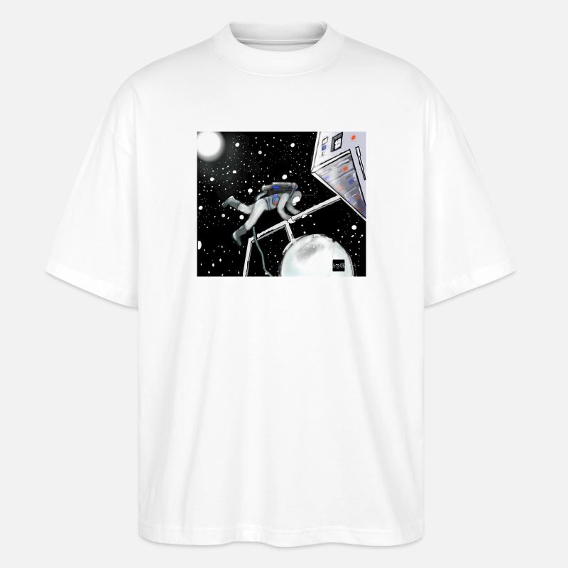 Explorateur spatial en orbite - T-shirt bio Blaster 2.0 coupe oversize Stanley/Stella Unisexe - blanc
