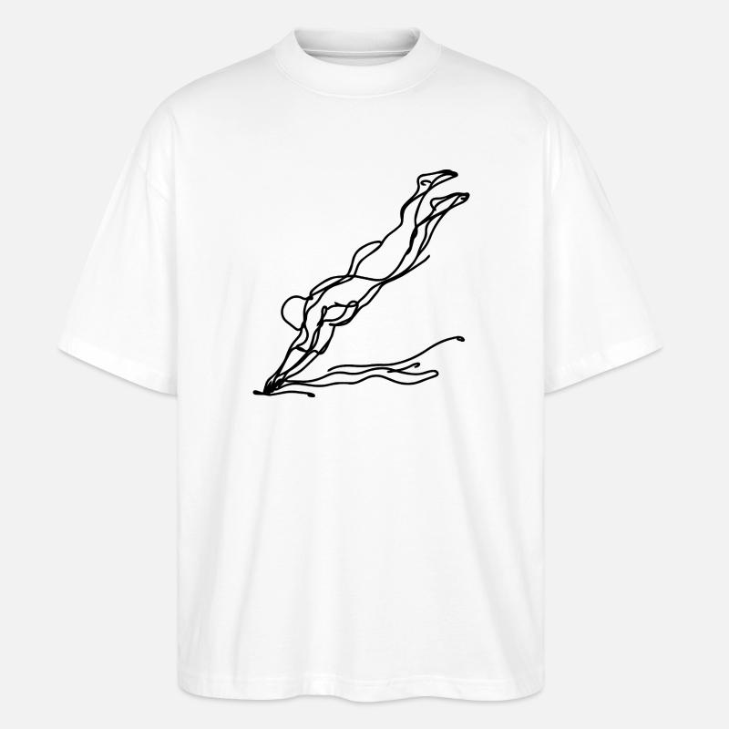Swimmer Drawing - Stanley/Stella Oversized Unisex Organic T-shirt Blaster 2.0 - white
