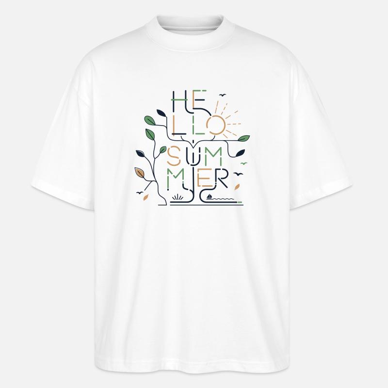 HELLO SUMMER VIBES – Minimale Monoline - Stanley/Stella Oversized Unisex Bio T-Shirt Blaster 2.0 - Weiß