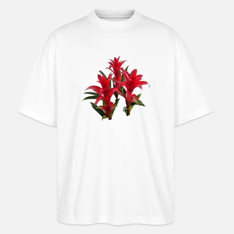 Vibrant_Red_Bromeliads - Stanley/Stella Oversized Unisex Bio T-Shirt Blaster 2.0 - Weiß
