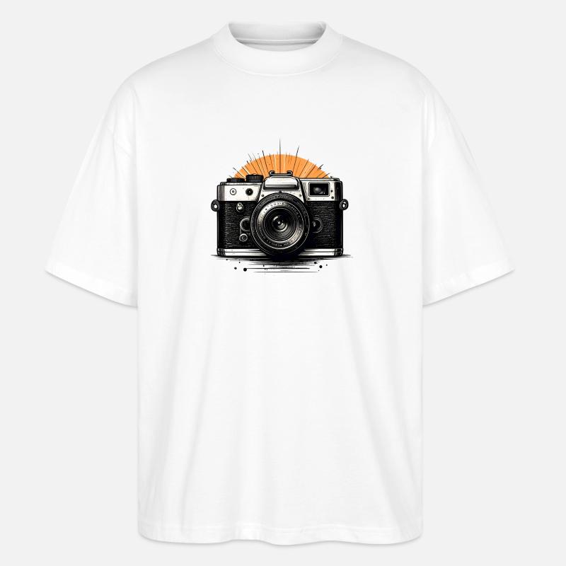Retro Kamera Sonnenburst - Stanley/Stella Oversized Unisex Bio T-Shirt Blaster 2.0 - Weiß