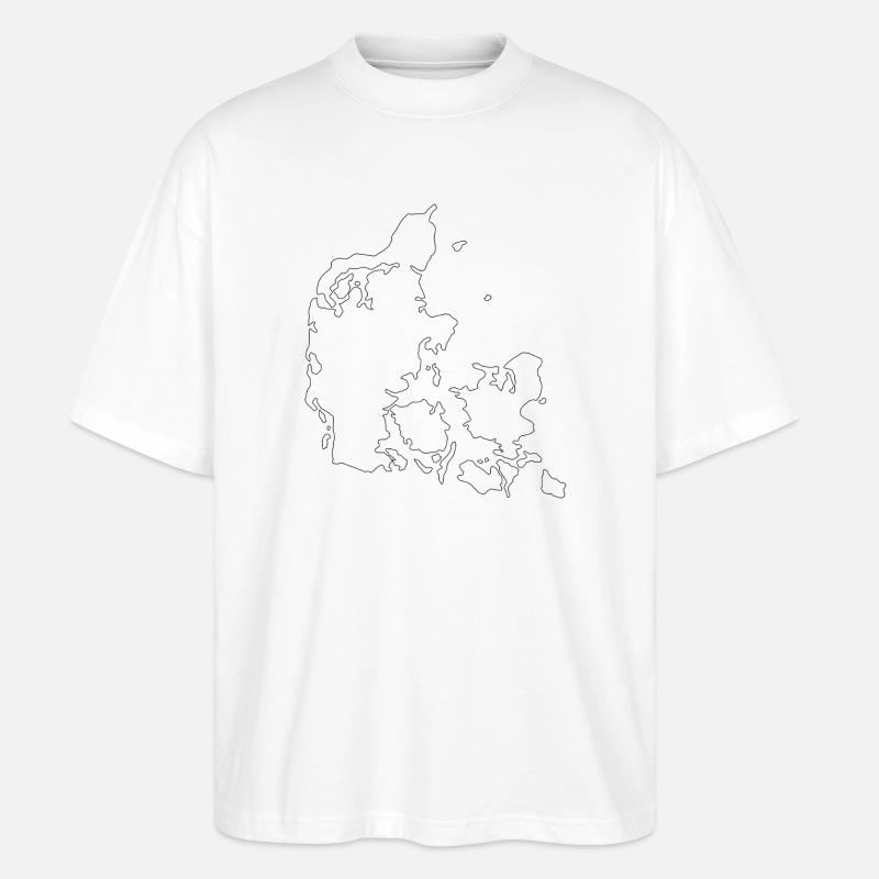 Carte du Danemark - T-shirt bio Blaster 2.0 coupe oversize Stanley/Stella Unisexe - blanc