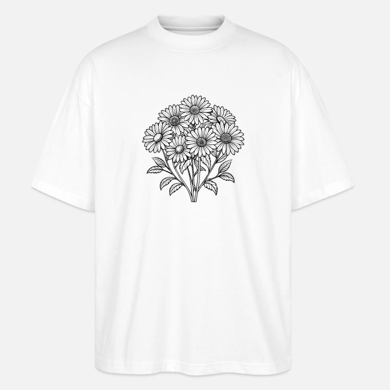 Bouquet de marguerites - T-shirt bio Blaster 2.0 coupe oversize Stanley/Stella Unisexe - blanc