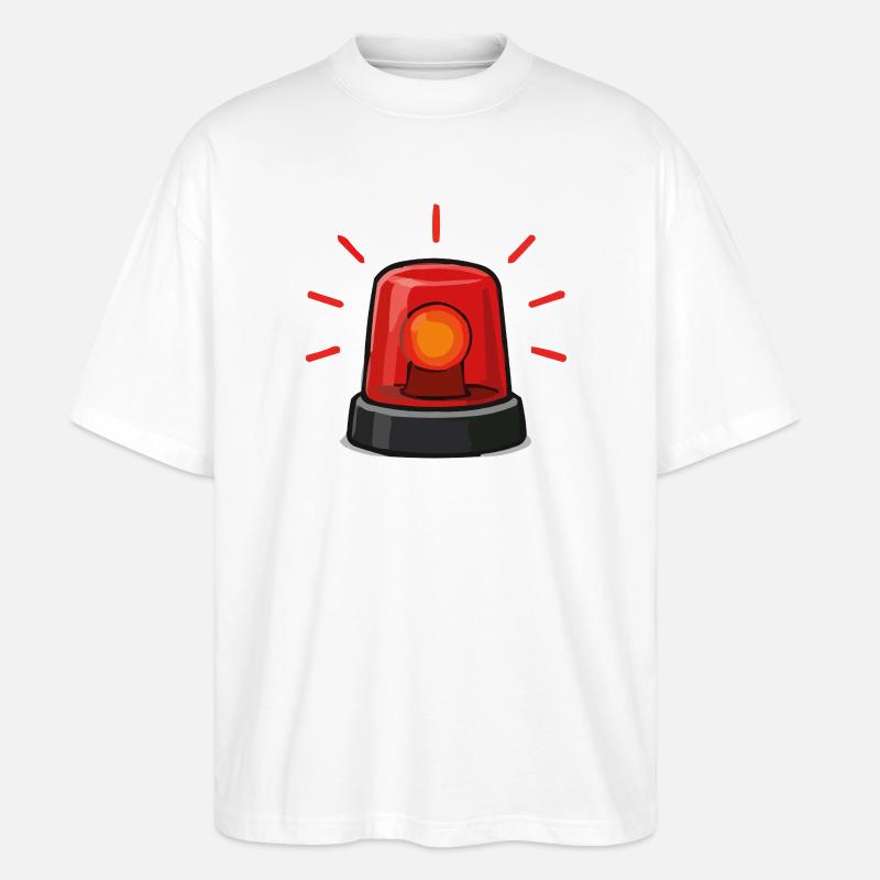 Illustration du clignotant d’alarme rouge - T-shirt bio Blaster 2.0 coupe oversize Stanley/Stella Unisexe - blanc
