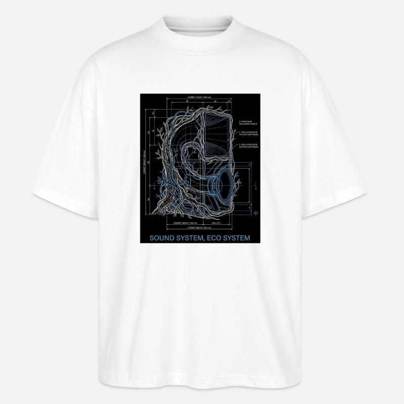 Système audio Eco - T-shirt bio Blaster 2.0 coupe oversize Stanley/Stella Unisexe - blanc