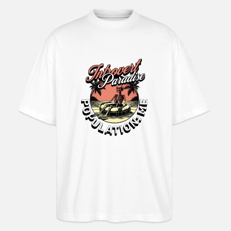 Introvert Paradise - Stanley/Stella Oversized Unisex Bio T-Shirt Blaster 2.0 - Weiß