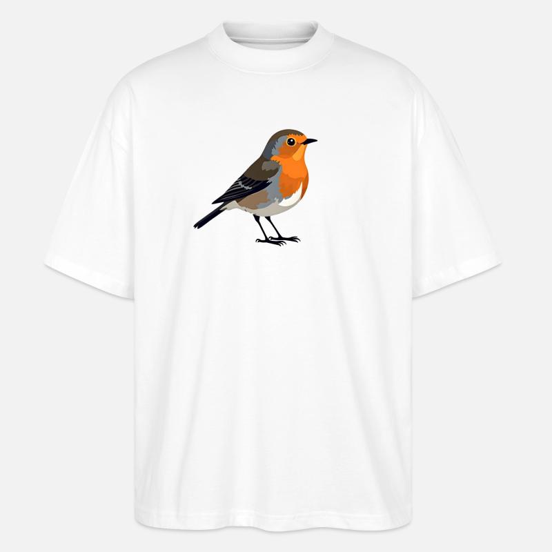 Rotkehlchen - Stanley/Stella Oversized Unisex Bio T-Shirt Blaster 2.0 - Weiß