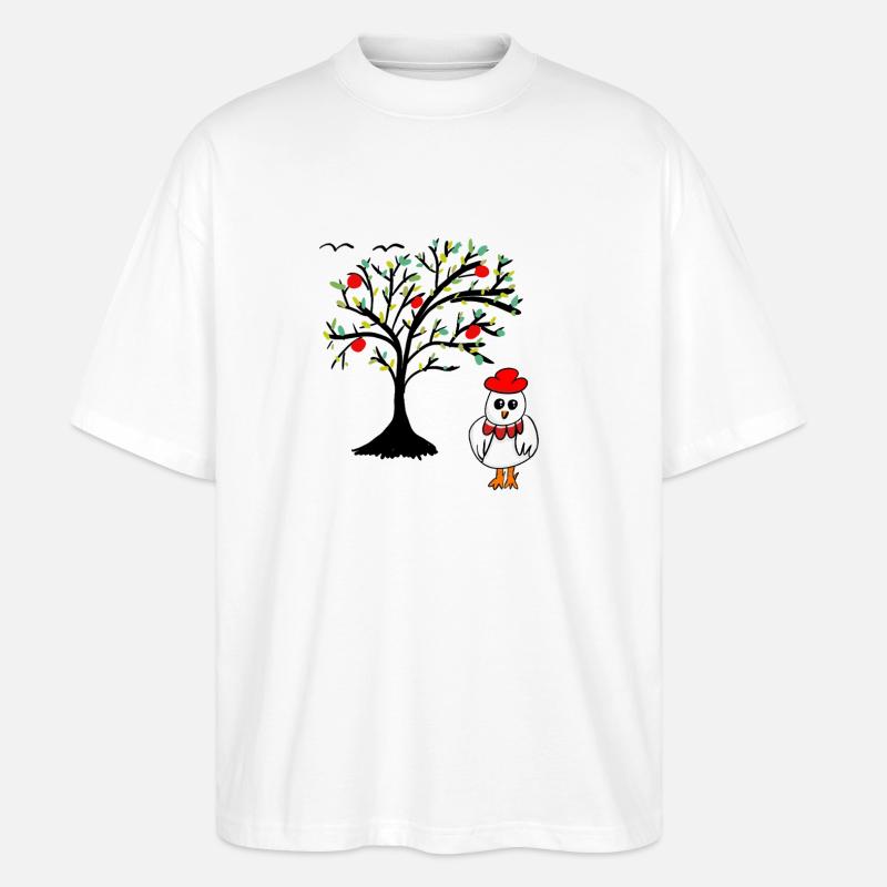 Apple Tree Chicken Hen Chickens Tree - Stanley/Stella Oversized Unisex Organic T-shirt Blaster 2.0 - white
