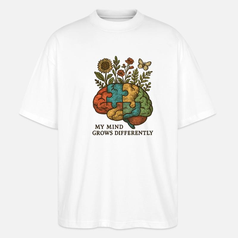Gehirn-Puzzle wächst anders - Stanley/Stella Oversized Unisex Bio T-Shirt Blaster 2.0 - Weiß