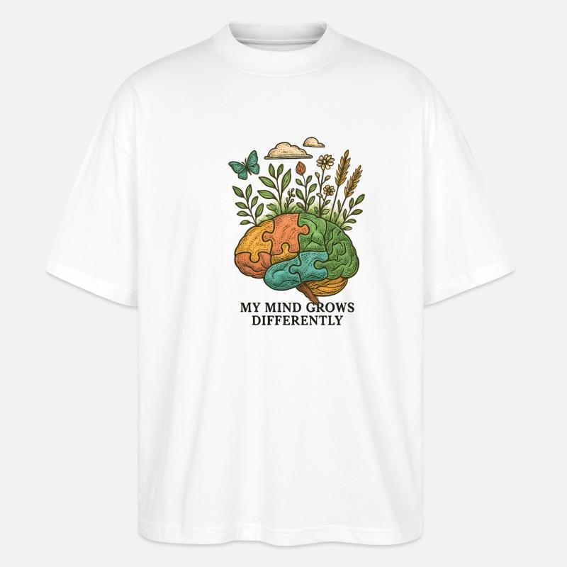 Gehirn wächst anders - Stanley/Stella Oversized Unisex Bio T-Shirt Blaster 2.0 - Weiß