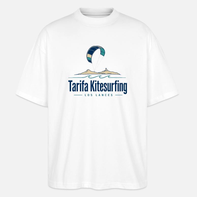 Tarifa Kitesurfing Paragleiter Insel - Stanley/Stella Oversized Unisex Bio T-Shirt Blaster 2.0 - Weiß