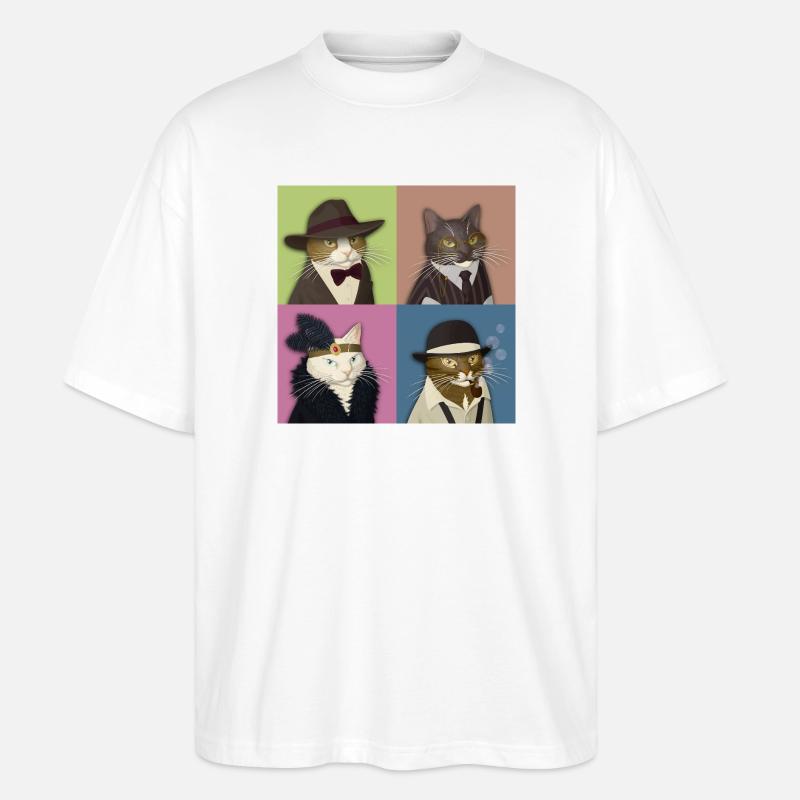 Dapper Cats Quartet - T-shirt bio Blaster 2.0 coupe oversize Stanley/Stella Unisexe - blanc