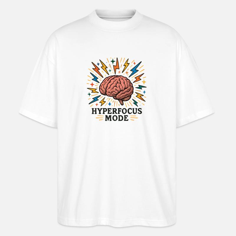 Hyperfocalisation du cerveau - T-shirt bio Blaster 2.0 coupe oversize Stanley/Stella Unisexe - blanc