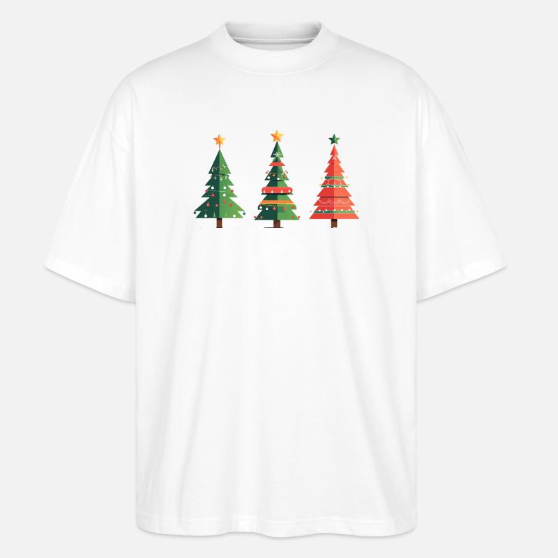 Triple Christmas Tree Pattern - Stanley/Stella Oversized Unisex Organic T-shirt Blaster 2.0 - white