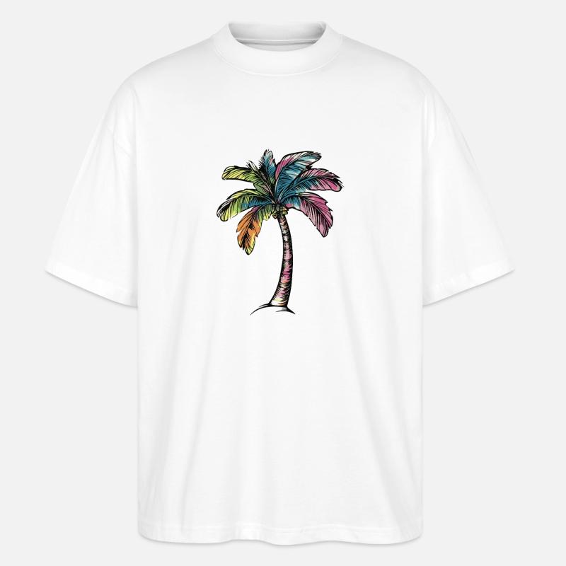 Plage de Palm Tree - T-shirt bio Blaster 2.0 coupe oversize Stanley/Stella Unisexe - blanc