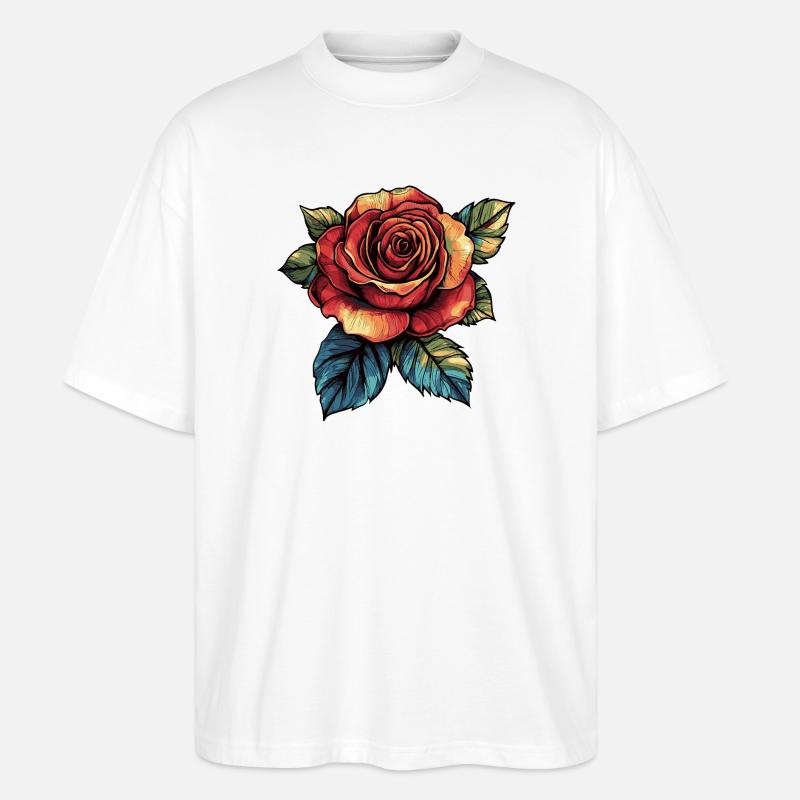 Fleur de rose - T-shirt bio Blaster 2.0 coupe oversize Stanley/Stella Unisexe - blanc