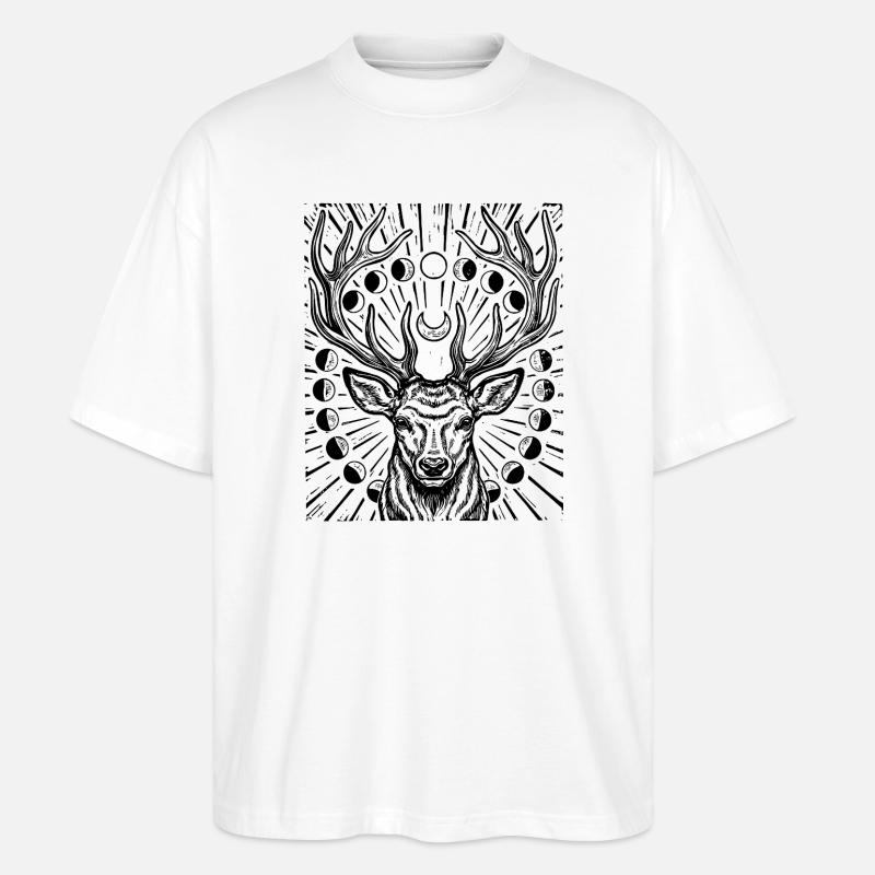 Rothirsch Mondphasen Hirsch Geweih Astronomie - Stanley/Stella Oversized Unisex Bio T-Shirt Blaster 2.0 - Weiß