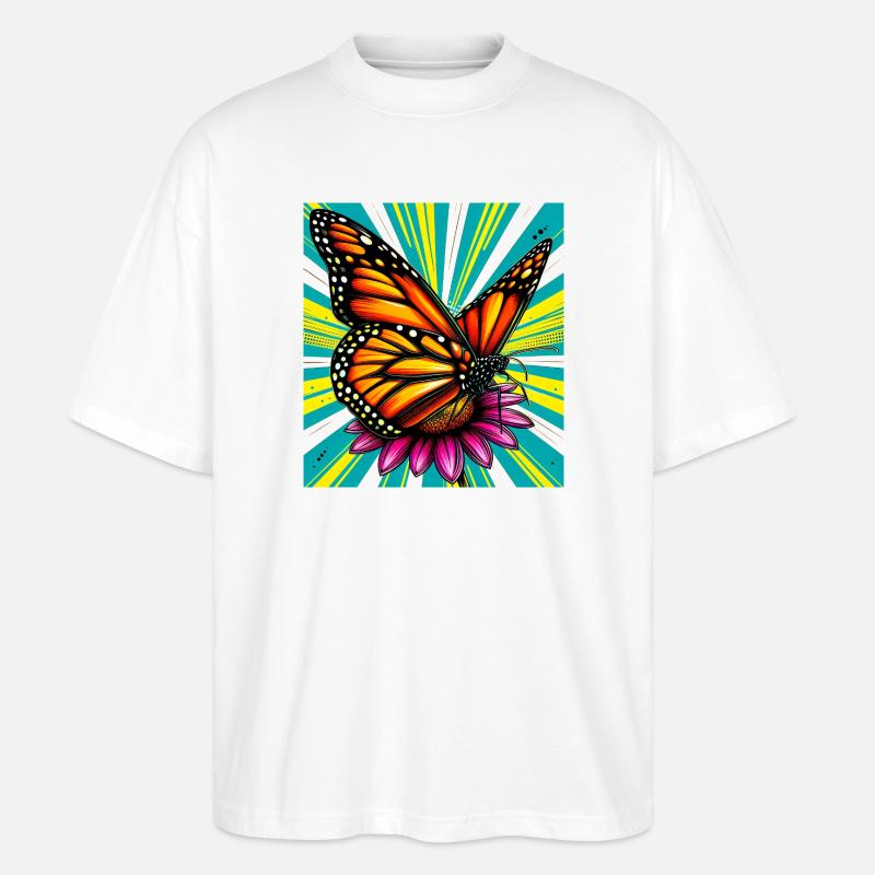 Schmetterling - Stanley/Stella Oversized Unisex Bio T-Shirt Blaster 2.0 - Weiß