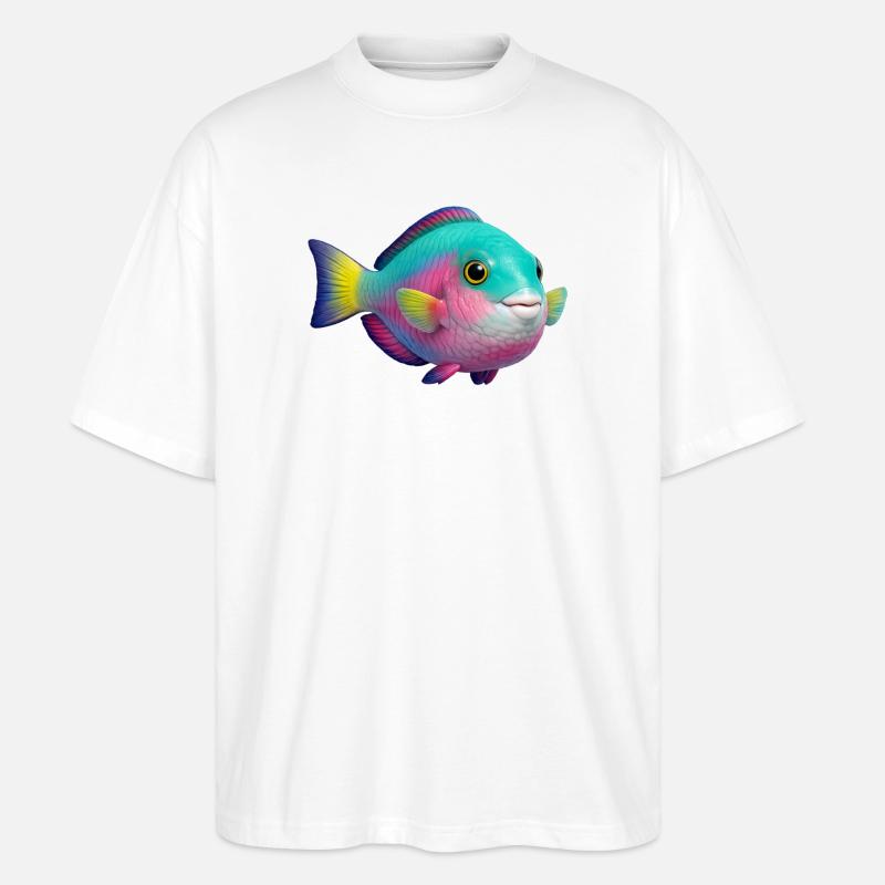 Regenbogenfisch Papageienfisch - Stanley/Stella Oversized Unisex Bio T-Shirt Blaster 2.0 - Weiß