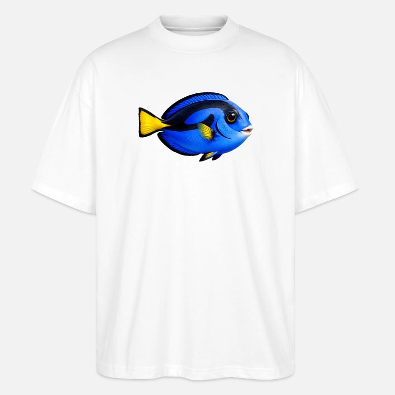 Doktorfisch bunt Meeresfisch - Stanley/Stella Oversized Unisex Bio T-Shirt Blaster 2.0 - Weiß