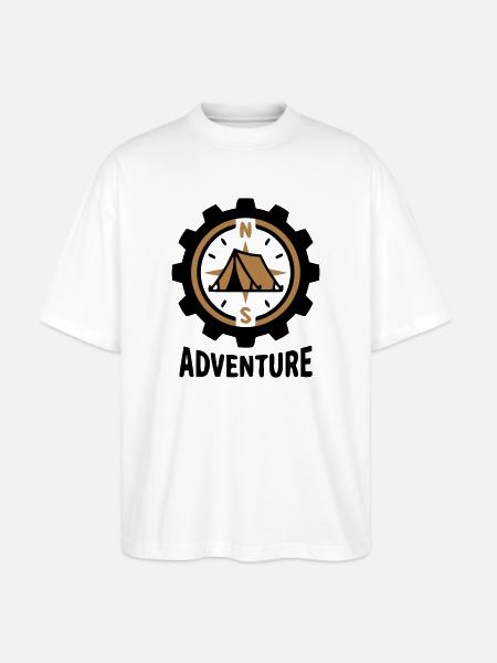 Adventure Compass Tent Camping Hiking Group - Stanley/Stella Oversized Unisex Organic T-shirt Blaster 2.0 - white