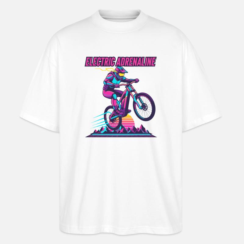 Electric Adrenaline Synthwave E-MTB - Stanley/Stella Oversized Unisex Organic T-shirt Blaster 2.0 - white