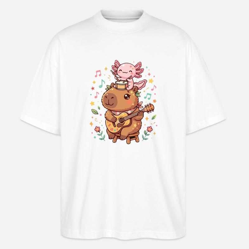 Capybara Axolotl - Stanley/Stella Oversized Unisex Bio T-Shirt Blaster 2.0 - Weiß