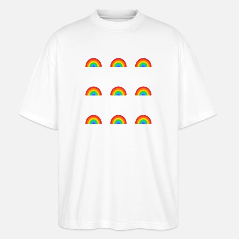 Rainbow Pattern - Happy Pride - Stanley/Stella Oversized Unisex Organic T-shirt Blaster 2.0 - white