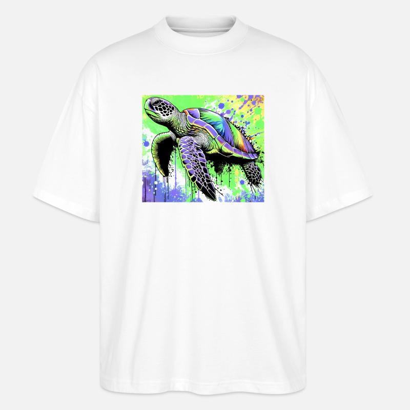 turtle - Stanley/Stella Oversized Unisex Organic T-shirt Blaster 2.0 - white