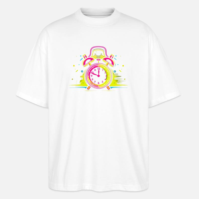 Alarm Clock Synthwave - Stanley/Stella Oversized Unisex Organic T-shirt Blaster 2.0 - white