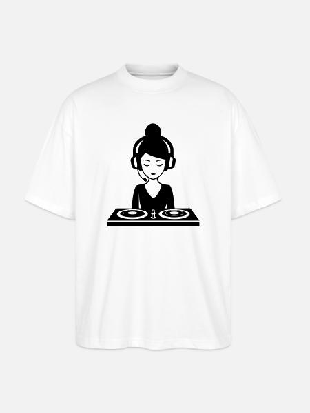 DJ Turntables Woman Festival - Stanley/Stella Oversized Unisex Organic T-shirt Blaster 2.0 - white