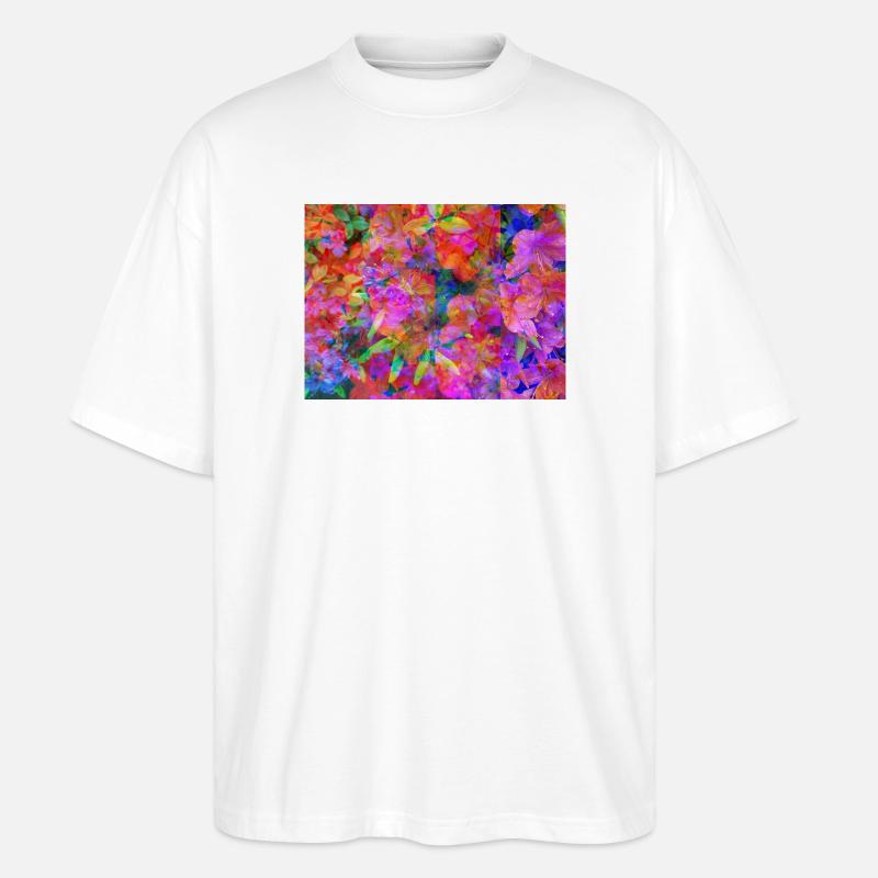 Farbexplosion Blüten-Collage - Stanley/Stella Oversized Unisex Bio T-Shirt Blaster 2.0 - Weiß