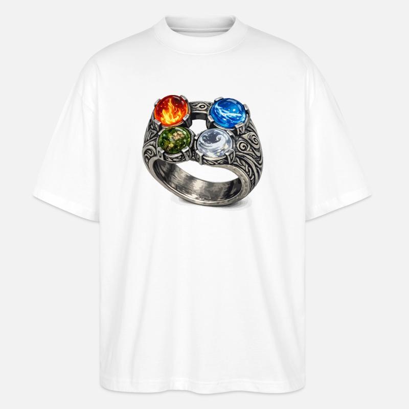 Four Elements Ring with Gemstones - Stanley/Stella Oversized Unisex Organic T-shirt Blaster 2.0 - white