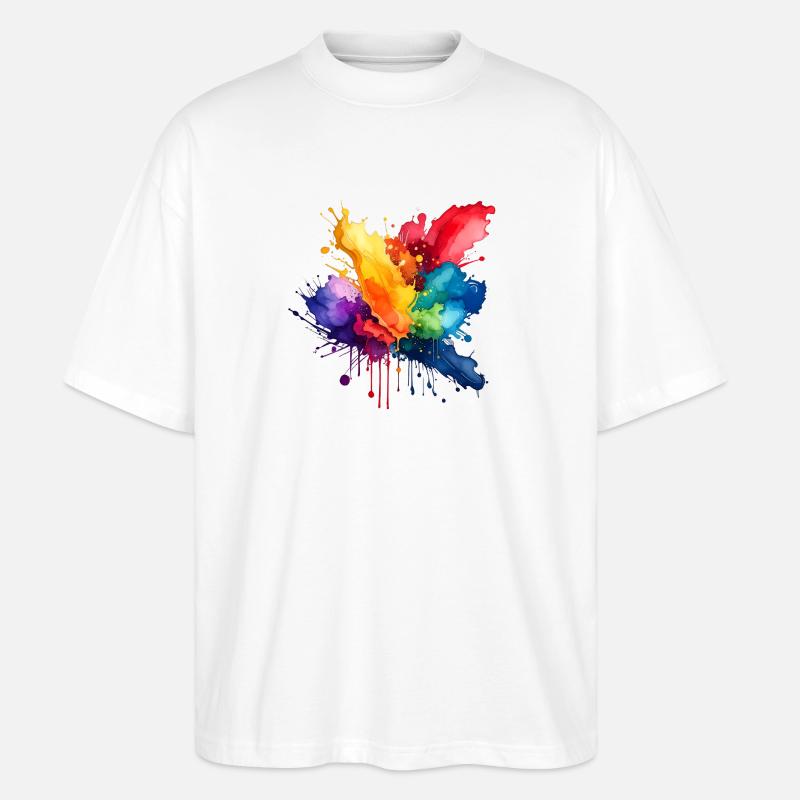 Farbspritzer Explosion - Stanley/Stella Oversized Unisex Bio T-Shirt Blaster 2.0 - Weiß