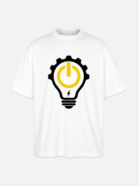 Elektriker Glühbirne Blitz und Zahnrad - Stanley/Stella Oversized Unisex Bio T-Shirt Blaster 2.0 - Weiß
