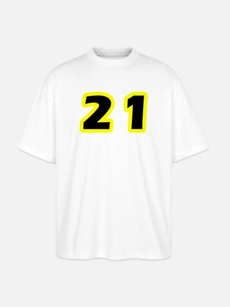 21 Number Symbol - Stanley/Stella Oversized Unisex Organic T-shirt Blaster 2.0 - white