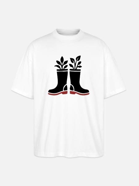 Rubber Boots Plants Icon - Stanley/Stella Oversized Unisex Organic T-shirt Blaster 2.0 - white