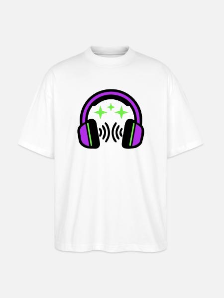 Headphones Stars Icon - Stanley/Stella Oversized Unisex Organic T-shirt Blaster 2.0 - white