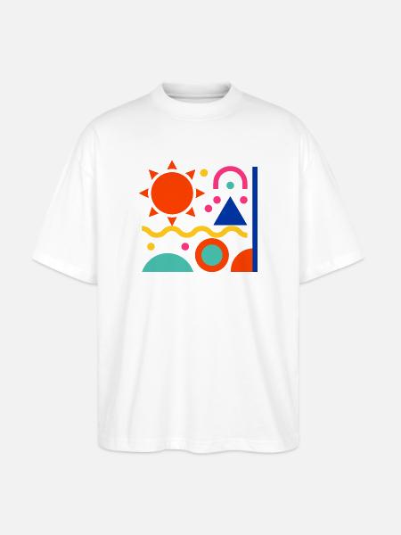 Bunte Formen - Stanley/Stella Oversized Unisex Bio T-Shirt Blaster 2.0 - Weiß